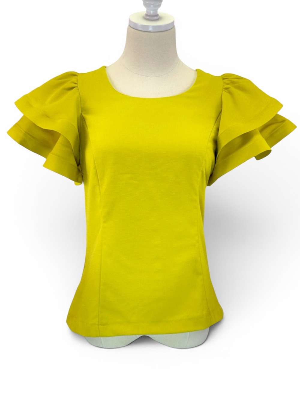Milk & Honey Women's Yellow Ruffle Sleeve Bow Back Blouse Top Size S